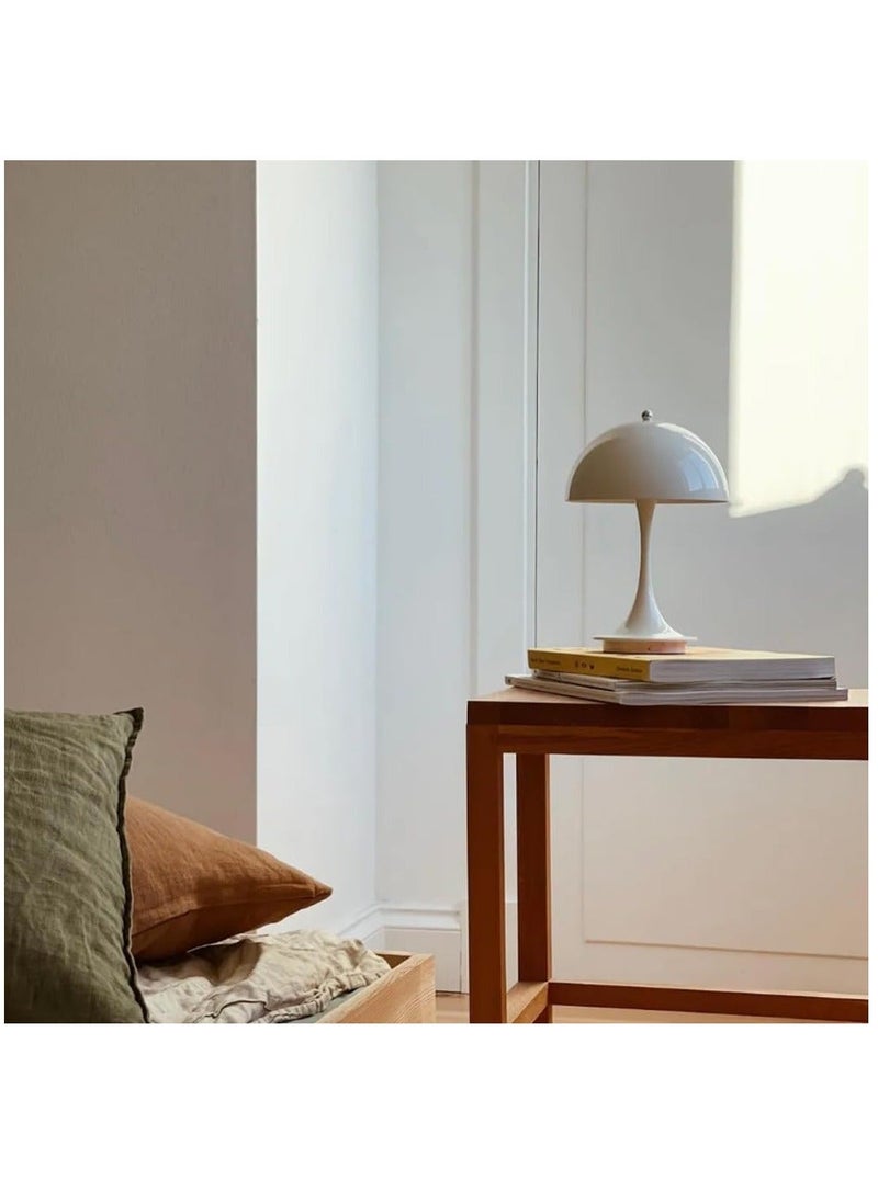 Cordless Mushroom Table Lamp, Retro Mushroom Lamp,3000mAh Battery Nightstand Lamp,3 Level Dimmable Small Table Lamp, 3W LED table Light Rechargeable, Retro Bedside Lamp for Bedroom, Living Room(White)