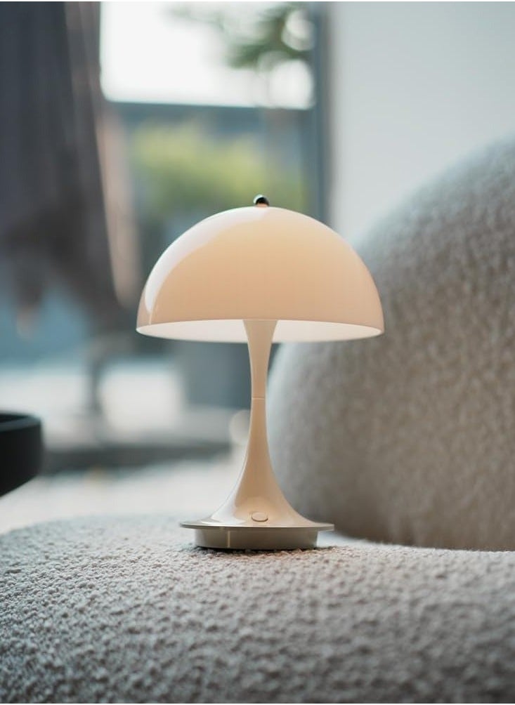 Cordless Mushroom Table Lamp, Retro Mushroom Lamp,3000mAh Battery Nightstand Lamp,3 Level Dimmable Small Table Lamp, 3W LED table Light Rechargeable, Retro Bedside Lamp for Bedroom, Living Room(White)