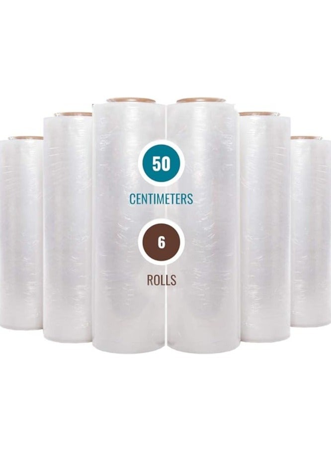 Generic 6 Rolls] Clear Stretch Film Wrap - 500mm Heavy Duty Plastic Shrink Wrap for Pallet  - Image 1