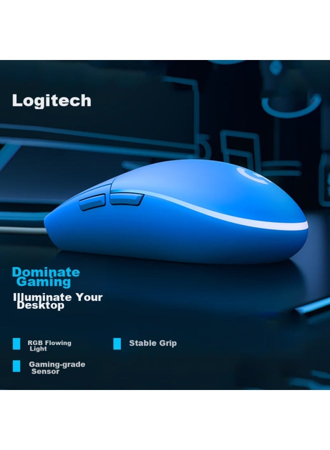 G Logitech G102 Wired Gaming Mouse, Blue, Rgb Lighting Effects, Lightweight Design, Pubg Mouse, Lol Hero League, 200-8000 Dpi - Image 2