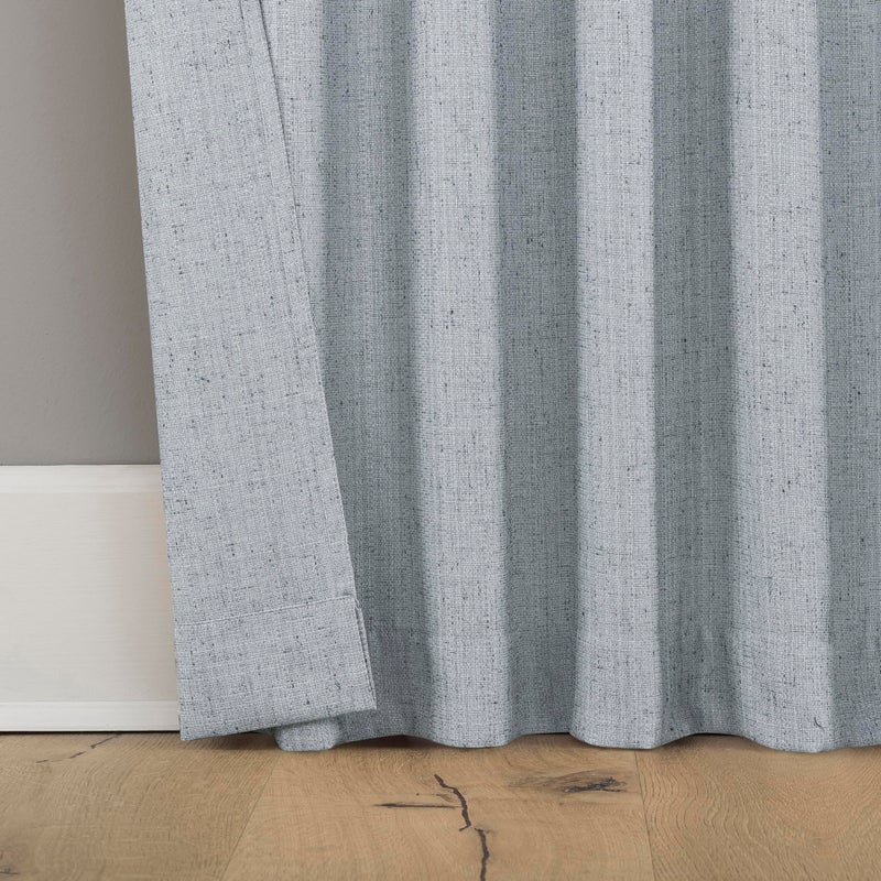 Sun Zero Roxy Generation Slub Texture Tacked Bow Semi-Sheer Tie Top Curtain Panel, 50" x 84", Faded Blue - Image 3