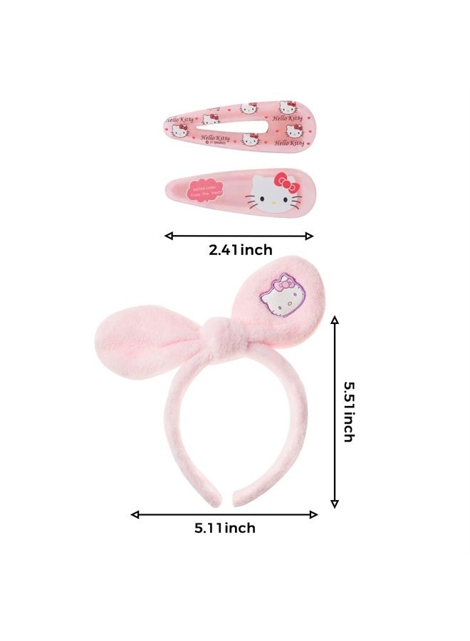 G-Ahora Cute Kitty Cat Makeup Spa Headband with Hair Clips Kitty Cat Headband for Washing Face Kitty Makeup Hair Wrap Headband Gift for Women Girls (HB Kitty) - Image 2