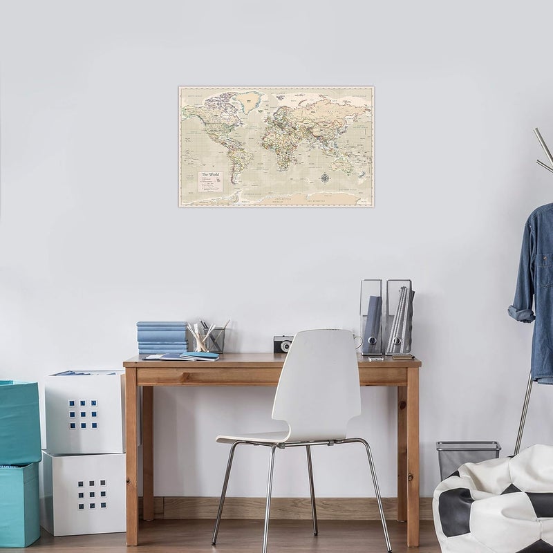 Antique Laminated World Map & US Map Poster Set - 18" x 29" - Wall Chart Maps of The World & United States - Made in The USA - Updated for 2020 (Laminated, 18" x 29") - Image 5