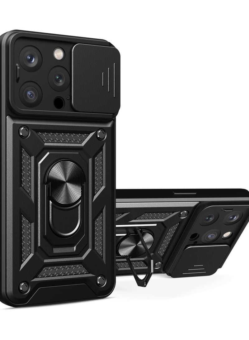 Shield Full Protection Case With Metal Ring &Slide Camera Cover For iphone 16 pro max  - Image 1