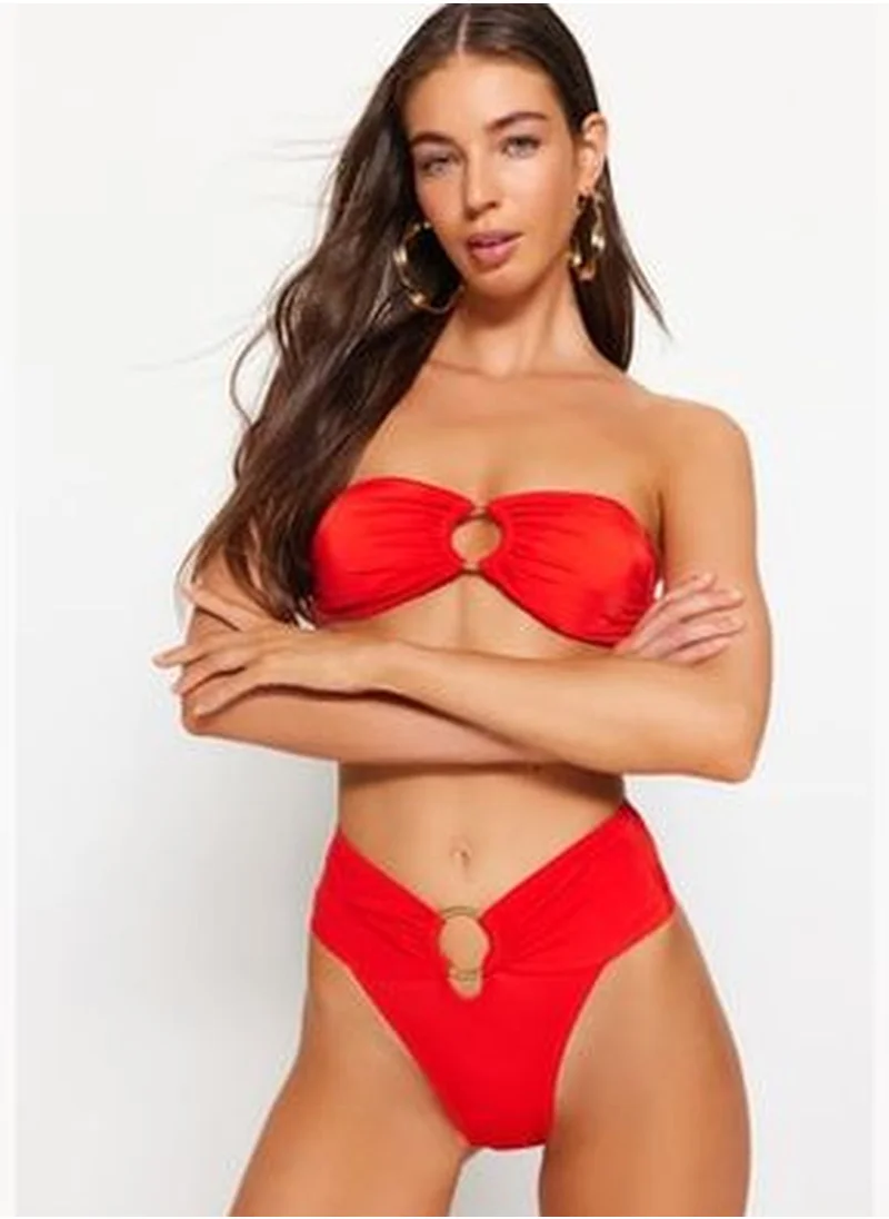 trendyol Red Accessory High Waist High Leg Bikini Bottom TBESS22BA00001