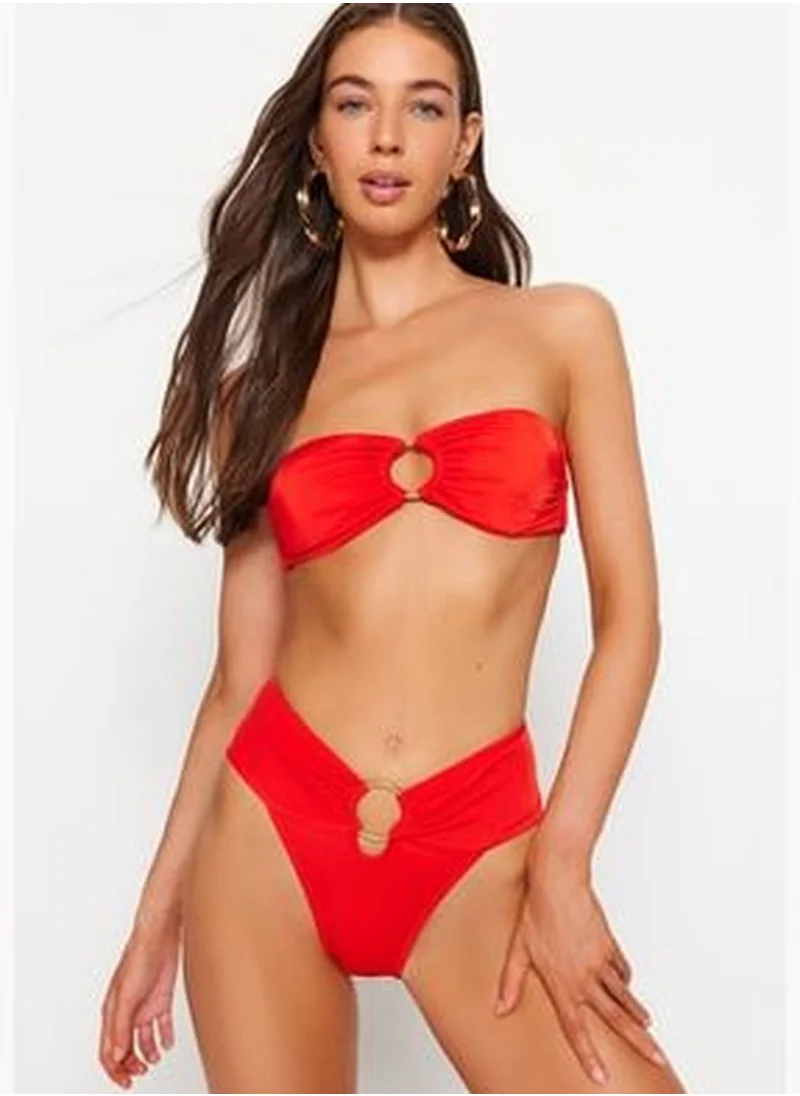 trendyol Red Accessory High Waist High Leg Bikini Bottom TBESS22BA00001
