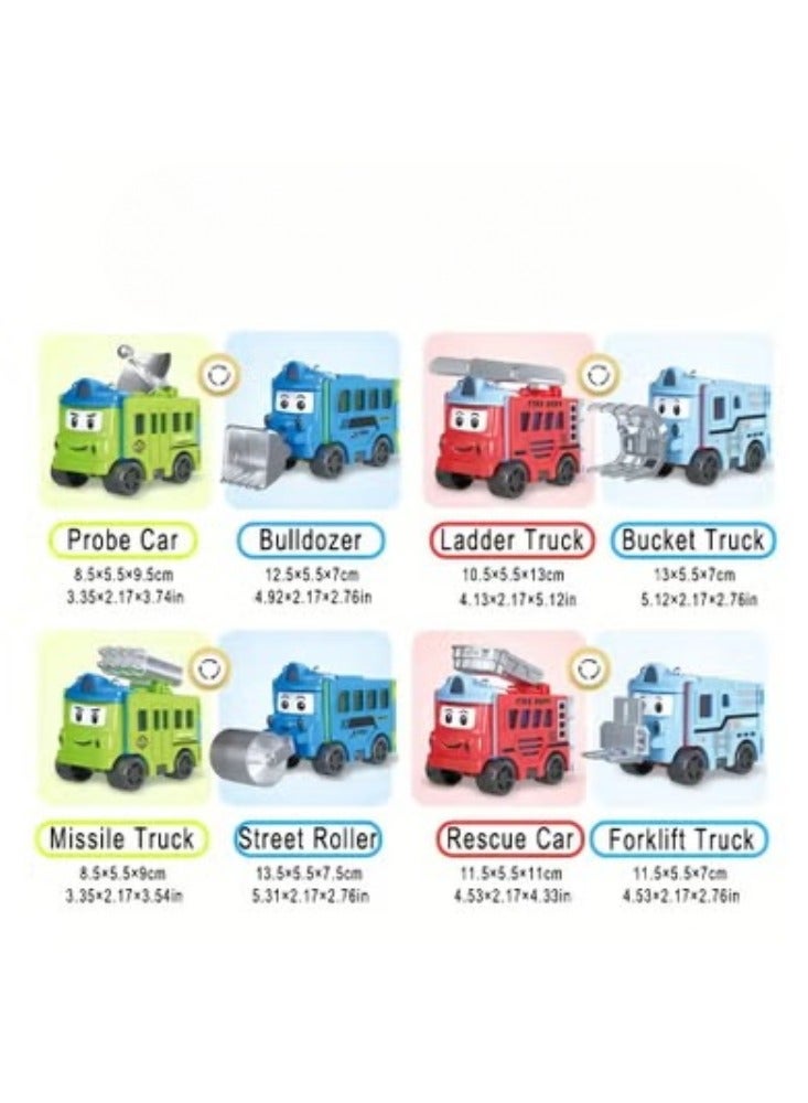 LIXADA 4pc Transforming Truck Playset - Engineering, Probe, Rescue Truck, Bulldozer Toy Vehicle Models for Kids Age 3-6, Friction-Powered Toy Cars - Ideal for Special Festival, Birthday Party Gifts (Random Color) - Image 3