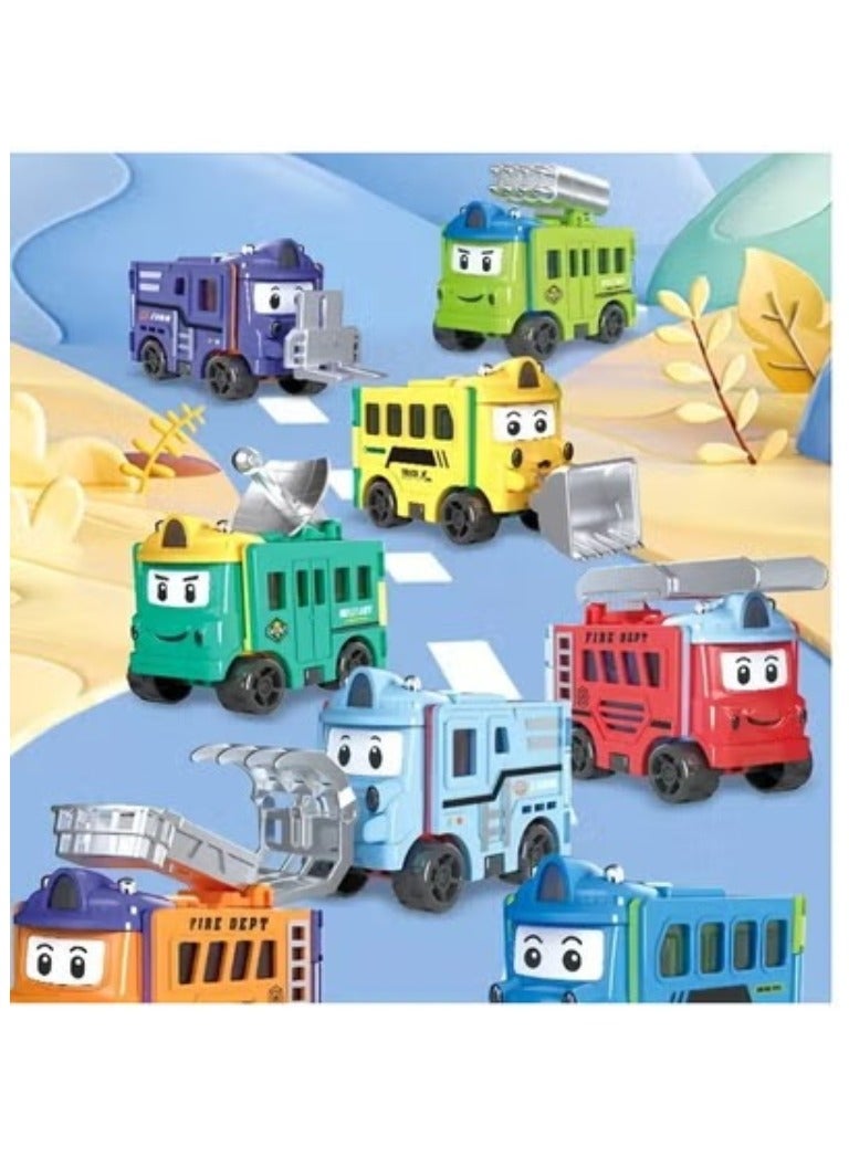 LIXADA 4pc Transforming Truck Playset - Engineering, Probe, Rescue Truck, Bulldozer Toy Vehicle Models for Kids Age 3-6, Friction-Powered Toy Cars - Ideal for Special Festival, Birthday Party Gifts (Random Color) - Image 4