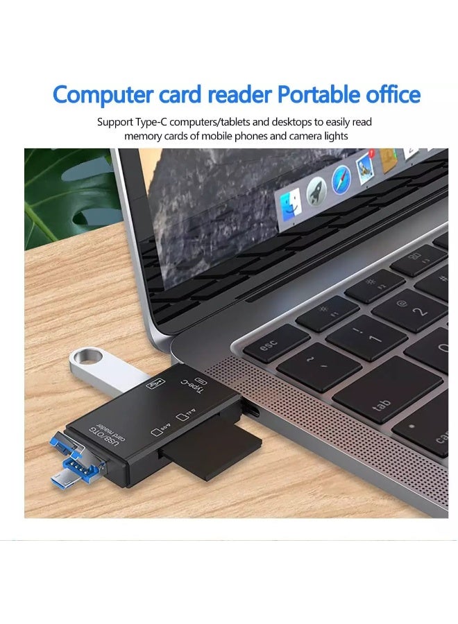 Micro SD Card Reader Accessories PC, 6 in1 TF/USB-C Portable Adapter for Computer/Android Smartphone/Tablet with OTG Function - Image 4