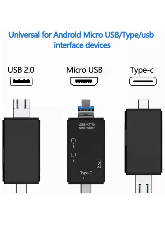 Micro SD Card Reader Accessories PC, 6 in1 TF/USB-C Portable Adapter for Computer/Android Smartphone/Tablet with OTG Function - Image 5