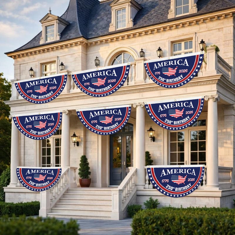 WENWELL 250 year anniversary Birthday Bunting Flag, 1776-2026 Commemorative Patriotic Fan Banner, 1.5x3 FT with Brass Grommets 2 Pack - Image 4