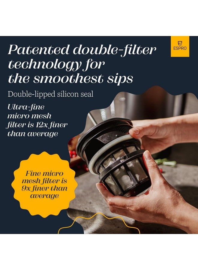 إسبرو ماكينة تحضير القهوة الفرنسية ESPRO P7 - مصنوعة من الفولاذ المقاوم للصدأ بجدار مزدوج معزول بفلتر دقيق، سعة 18 أونصة، لون أسود غير لامع - Image 4
