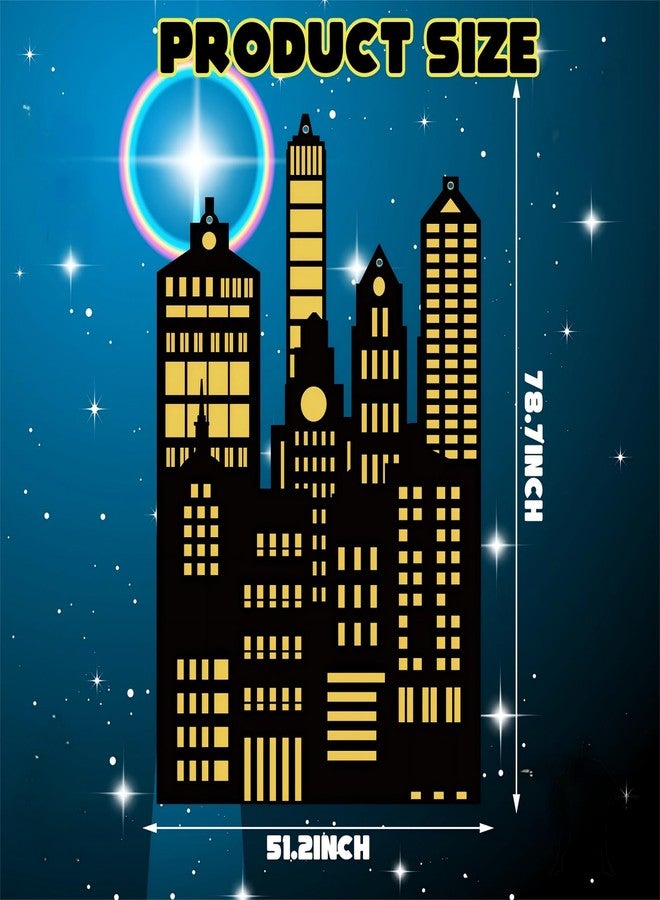 Tegeme Large Super City Backdrop Irregular City Skyline Skyscraper Party Decorations Buildings Themed Background Cutouts Backdrop Super Banner for Birthday Party Supplies Photo Studio Booth Decor - Image 2