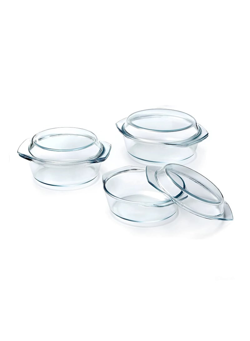 BLACKSTONE 3-Piece Glass Casserole Set - Premium Borosilicate Bakeware, Includes 700ml, 1500ml, and 2000ml Dishes, Oven, Microwave & Dishwasher Safe  - Image 1