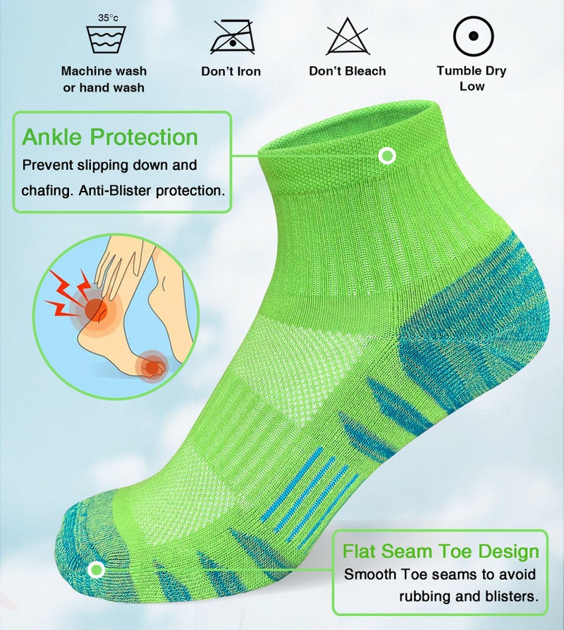 Heyoboy Womens Ankle Anti-blister Thick Cushioned Cotton Wicking Hiking Athletic Running Socks 5 Pairs - Image 3