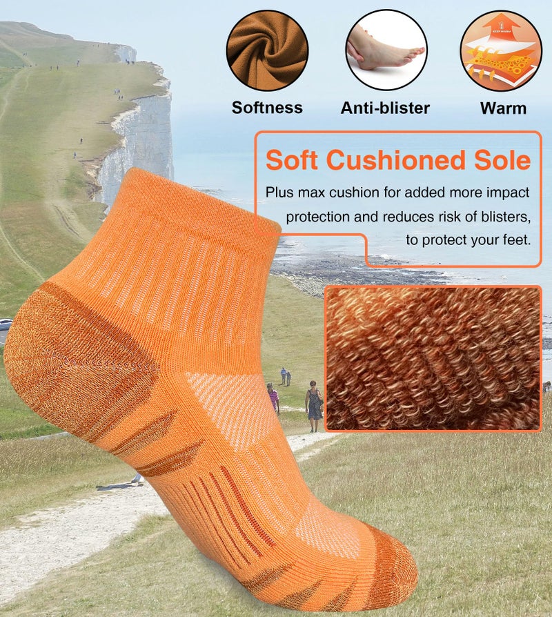 Heyoboy Womens Ankle Anti-blister Thick Cushioned Cotton Wicking Hiking Athletic Running Socks 5 Pairs - Image 2