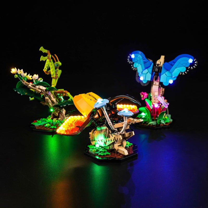 LocoLee LED Light Kit for Lego The Insect Collection 21342 Ideas Bugs Lighting Accessories Compatible with Lego Nature 21342 Butterfly Set Lights Only No Models - Image 2