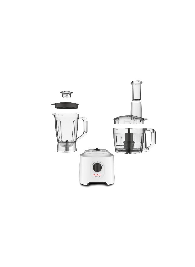 MOULINEX Easy Force Food Processor, 800 Watts, 6 Attachments, White, Fp247127, min 2 yrs warranty 2.4 L 800 W FP247127 White - Image 4