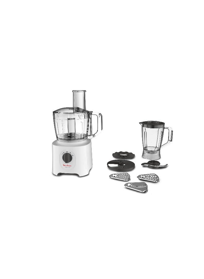 MOULINEX Easy Force Food Processor, 800 Watts, 6 Attachments, White, Fp247127, min 2 yrs warranty 2.4 L 800 W FP247127 White - Image 1