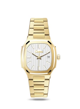 Gold bracelet with white dial