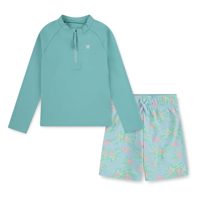 Hurley Long Sleeve Rash Guard Swim Suit 2-Piece Outfit Set - Image 5