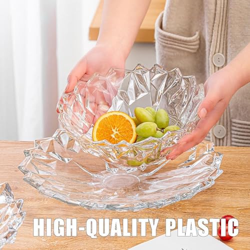 bellemax Plate Set of 1 pcs Bead Rim Decorative 15 inch Crystal Clear Glass Plate- Dry Fruits Sweets Chocolate Snack Plate for Dining,Catering Event, Dinner Parties,Wedding Dinner Plate (BX-07) - Image 3
