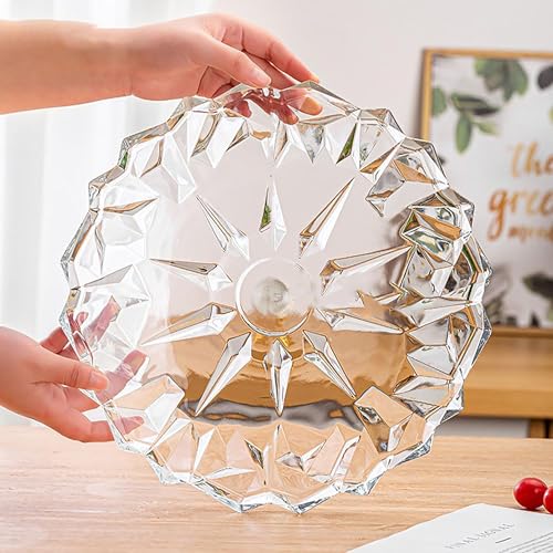 bellemax Plate Set of 1 pcs Bead Rim Decorative 15 inch Crystal Clear Glass Plate- Dry Fruits Sweets Chocolate Snack Plate for Dining,Catering Event, Dinner Parties,Wedding Dinner Plate (BX-07) - Image 2