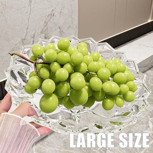 bellemax Plate Set of 1 pcs Bead Rim Decorative 15 inch Crystal Clear Glass Plate- Dry Fruits Sweets Chocolate Snack Plate for Dining,Catering Event, Dinner Parties,Wedding Dinner Plate (BX-07) - Image 4