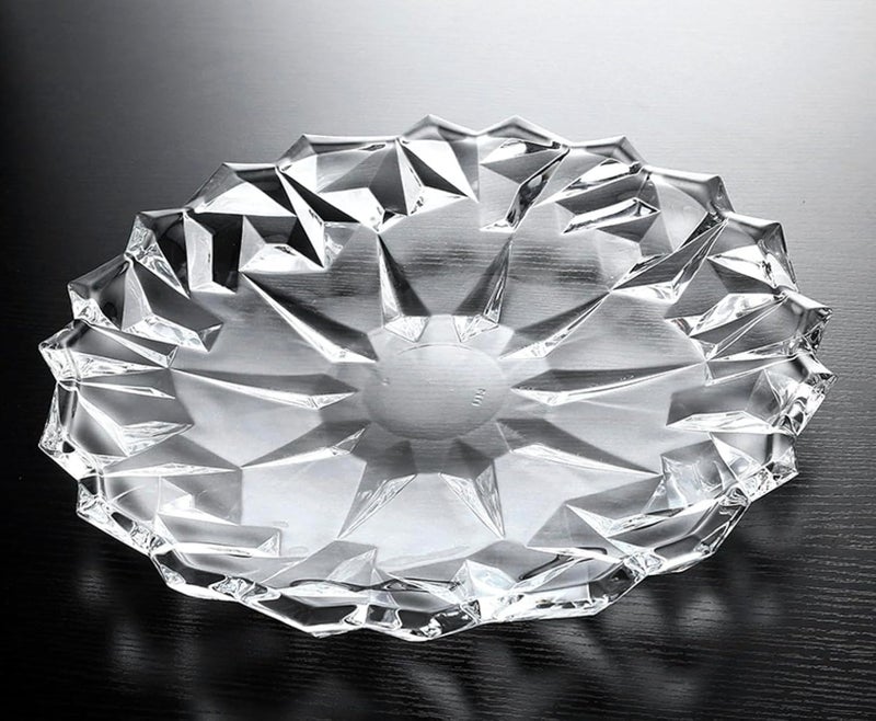 bellemax Plate Set of 1 pcs Bead Rim Decorative 15 inch Crystal Clear Glass Plate- Dry Fruits Sweets Chocolate Snack Plate for Dining,Catering Event, Dinner Parties,Wedding Dinner Plate (BX-07) - Image 1