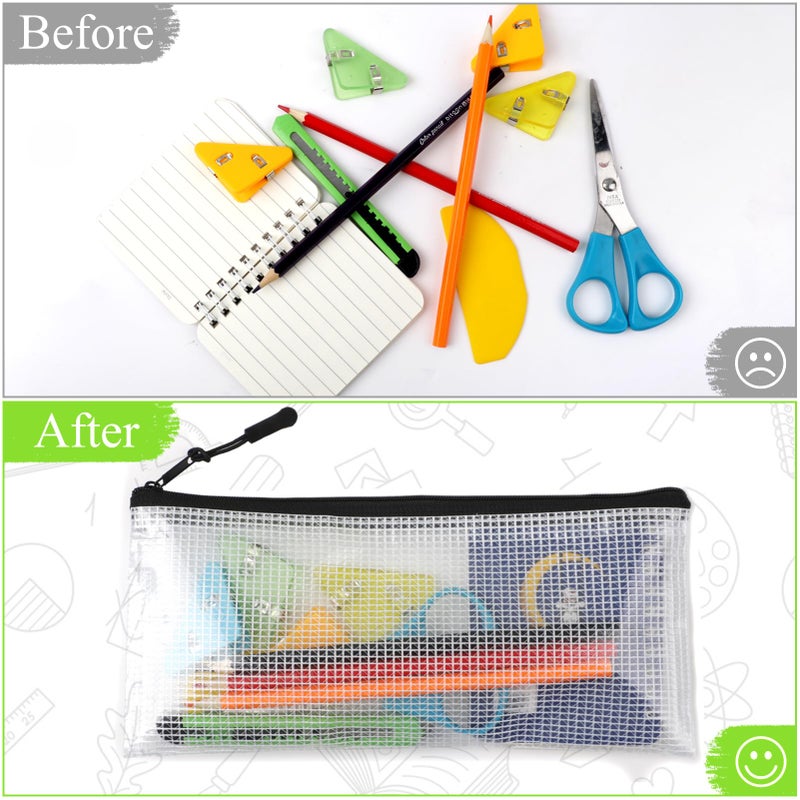 YOPCDJ 24 Pack Mesh Zipper Pouch Bags Small, Zipper Pencil Pouches, 9.2 x 4.7 in Clear Pencil Pouch Bulk, Pencil Bags with Zipper for Travel Storage, Black - Image 3