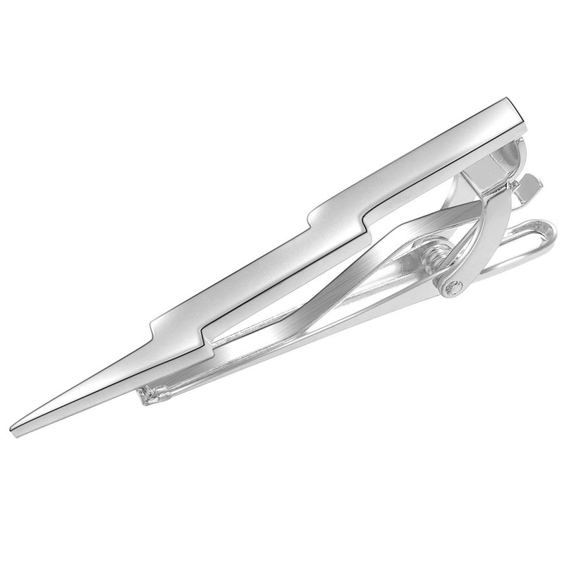 Yoursfs Silver Lightning Bolt Tie Clip For Men Cool Pins Jewelry Necktie Clips Skinny Tie Pin - Image 1