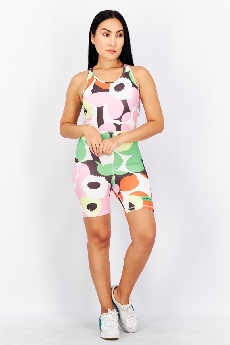 Adidas Women Sportswear Fit Sleeveless Playsuit, White Combo  - Image 1