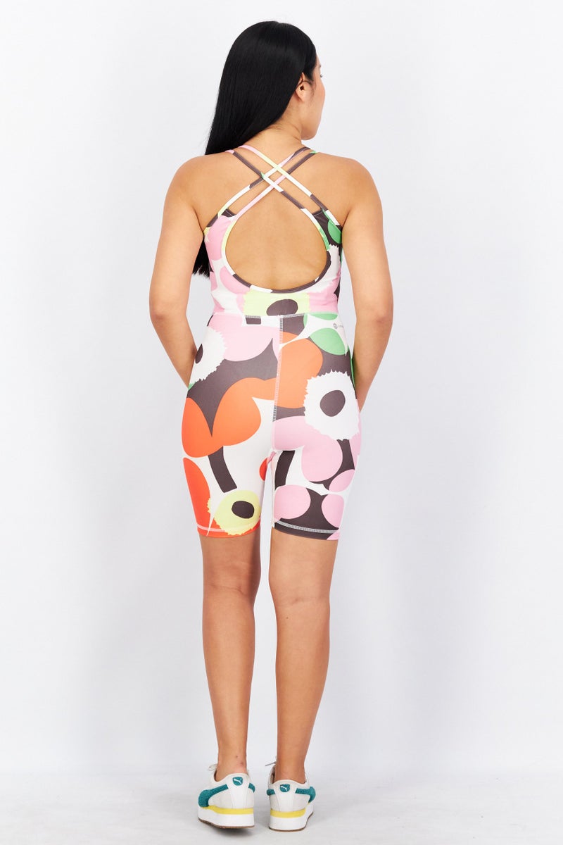 Adidas Women Sportswear Fit Sleeveless Playsuit, White Combo  - Image 3