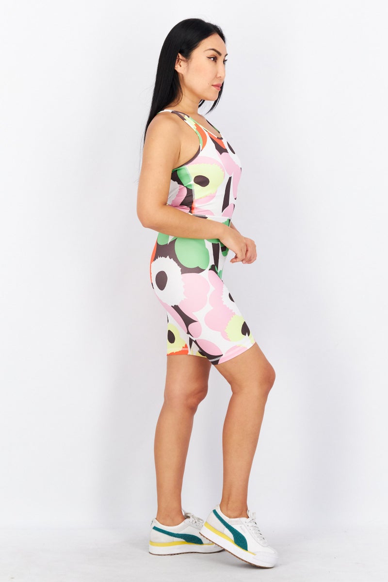 Adidas Women Sportswear Fit Sleeveless Playsuit, White Combo  - Image 2