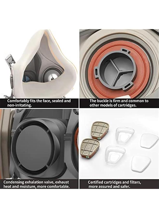 Arabest Reusable Respirator Gas Mask Half Facepiece Shield 6200 Face Cover with Filters for Dust, Fumes, Asbestos, Chemicals and Other Airborne Particles while Painting, Spraying, Polishing and More  - Image 4