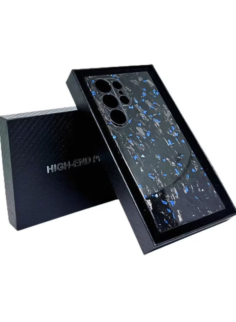 Luxury Glossy Aramid Carbon Fiber Protective Case For Samsung Galaxy S25 ultra Anti-fall Case Slim Design ( Blue ) - Image 3