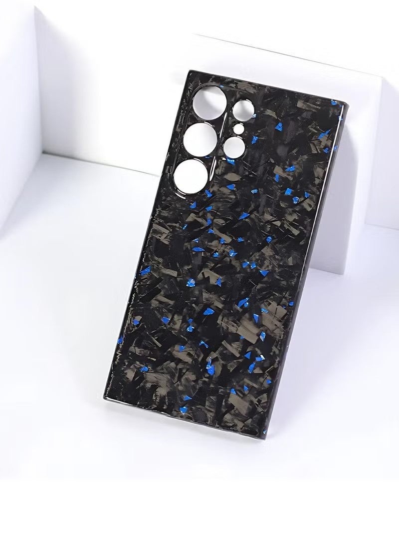 Luxury Glossy Aramid Carbon Fiber Protective Case For Samsung Galaxy S25 ultra Anti-fall Case Slim Design ( Blue ) - Image 1