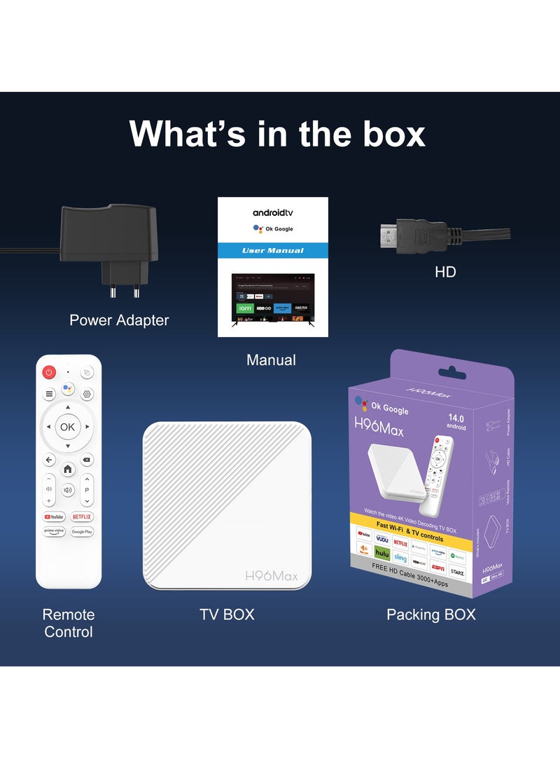 H96 Max - 4K Smart TV Box ATV  Android 14.0 OS H313  Set Top Boxes with 5G WiFi Bluetooth 5.2 & Voice Remote - Image 1