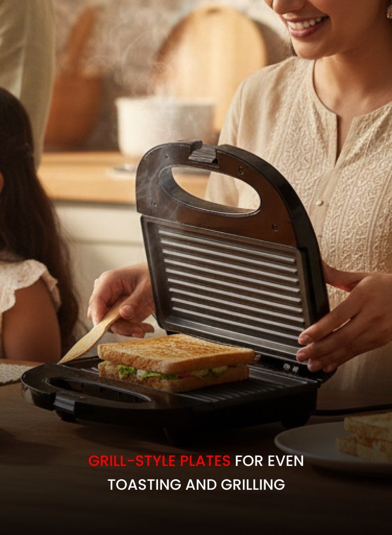 أوجيرا محمصة وشواية أوجيرا 1400 واط | صفائح شواء غير لاصقة | تحكم حراري ترموستاتي | سعة 4 شرائح | هيكل بارد الملمس | قابس بريطاني | ضمان سنتين | OG1301GT | أسود - Image 3