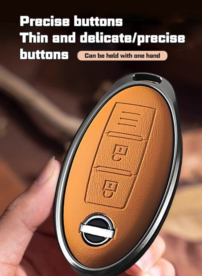 Car key cover, suitable for Nissan car key cover, perfectly wrapped car keys, anti-fall, wear-resistant, high-end. Material: cowhide. goodcar - Image 3