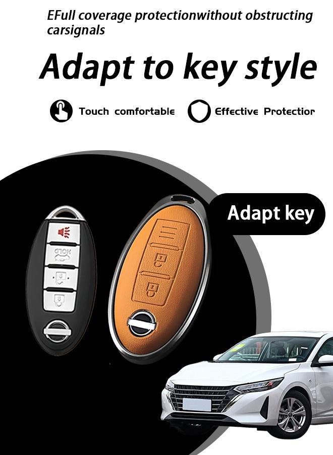 Car key cover, suitable for Nissan car key cover, perfectly wrapped car keys, anti-fall, wear-resistant, high-end. Material: cowhide. goodcar - Image 4