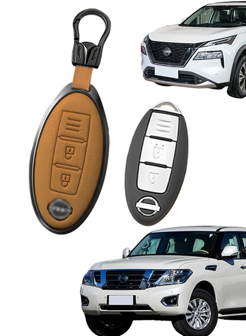 Car key cover, suitable for Nissan car key cover, perfectly wrapped car keys, anti-fall, wear-resistant, high-end. Material: cowhide. goodcar - Image 1