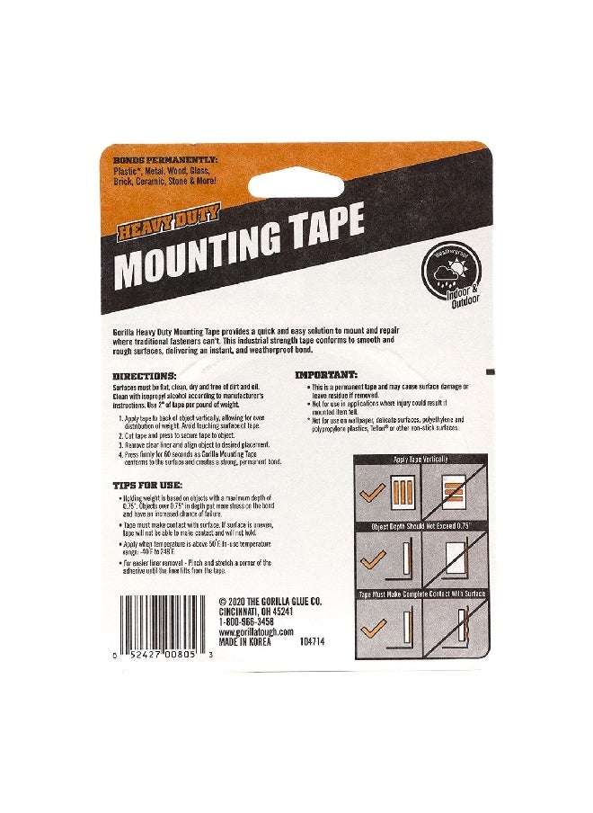 Gorilla Heavy Duty Mounting Tape Black 1 x 120 inch 102441  - Image 2