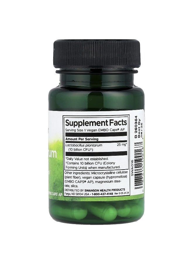 SWANSON Swanson, L. Plantarum Probiotic, 10 Billion CFU, 30 Vegan EMBO Caps AP  - Image 2