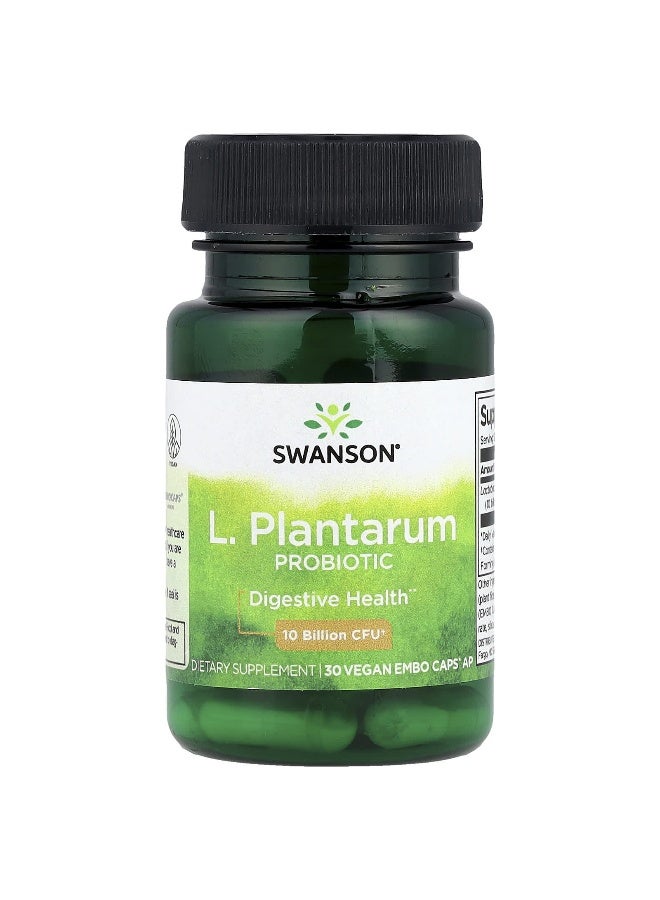 SWANSON Swanson, L. Plantarum Probiotic, 10 Billion CFU, 30 Vegan EMBO Caps AP  - Image 1