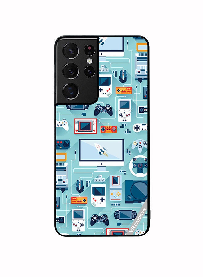 VR CREATIVE Protective Case Cover For Samsung Galaxy S21 Ultra 5G Ps 5 Remote Controls Design Multicolour - Image 1