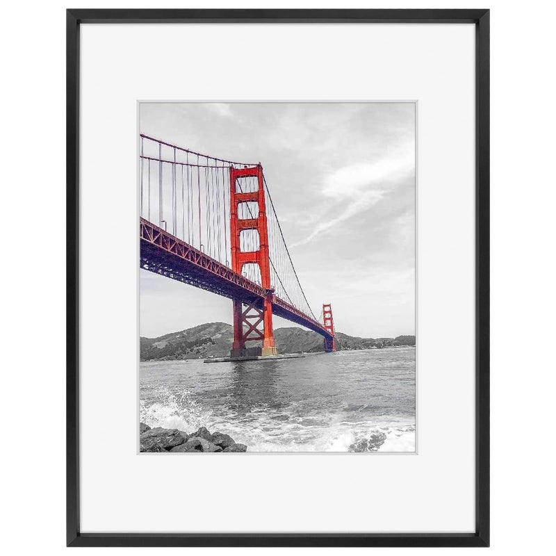 Frametory 11x14 Metal Picture Frame with Mat for 8x10 Picture  Real Glass Aluminum Photo Frame Collection Black 1 Pack