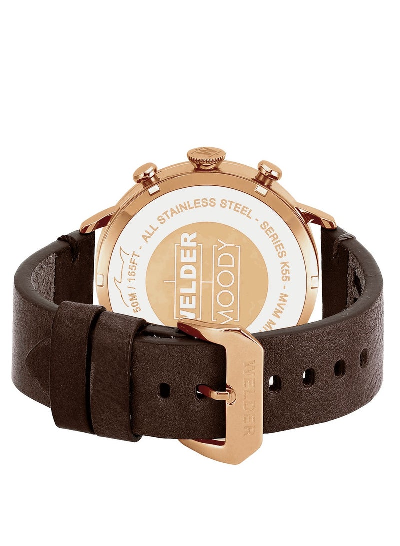 ويلدر ساعة يد رجالية طراز حديث 45 ملم تصميم خاص وحزام جلدي - Image 2