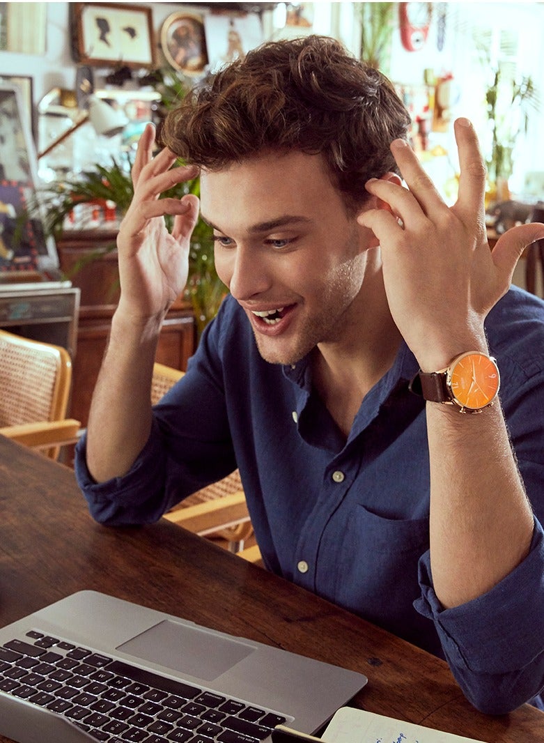 ويلدر ساعة يد رجالية طراز حديث 45 ملم تصميم خاص وحزام جلدي - Image 3