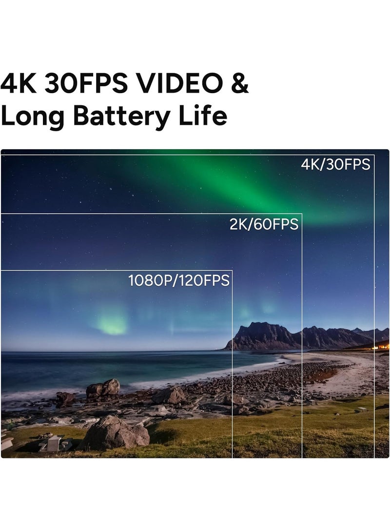 SJCAM C300 Pocket Camera 4K, 3800mAh Battery 6-Axis Stabilizer Action Camera, Dual-Touch Screen Body Camera, Waterproof, Suitable for Vlogging and Live Streaming, with Helmet Mount Kits, Black - Image 3